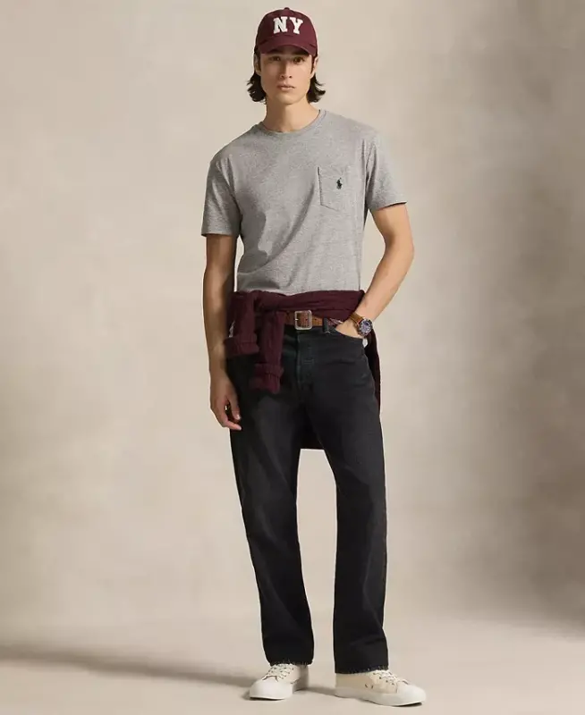Men's Classic-Fit Crewneck Pocket T-Shirt - Dark Vintage Heather - 2