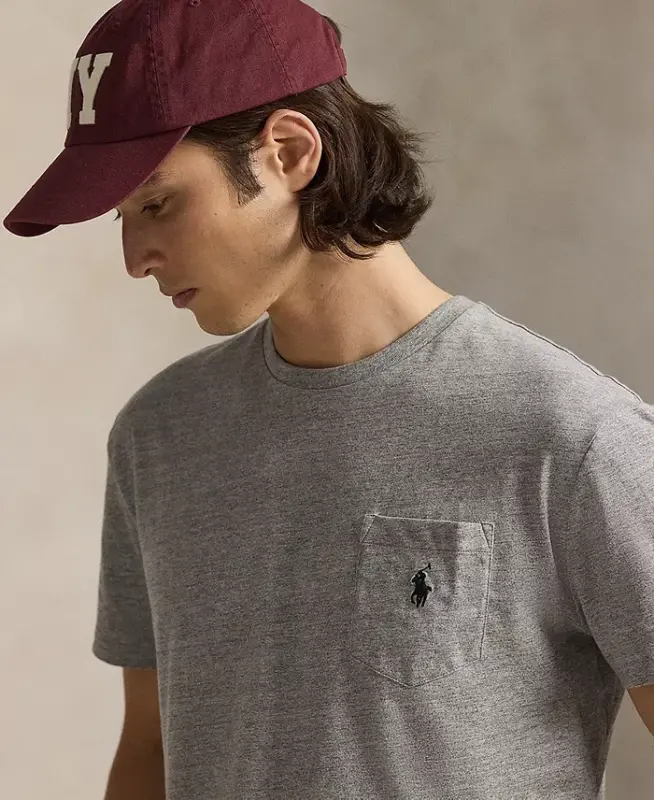 Men's Classic-Fit Crewneck Pocket T-Shirt - Dark Vintage Heather - 3