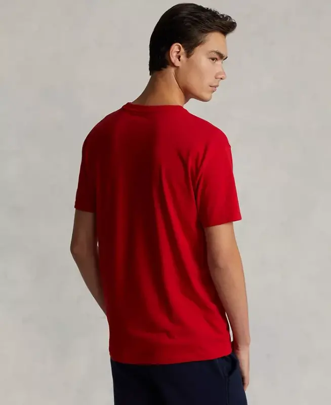 Men's Classic Fit Crew Neck Pocket T-Shirt-RL 2000 Red - 4