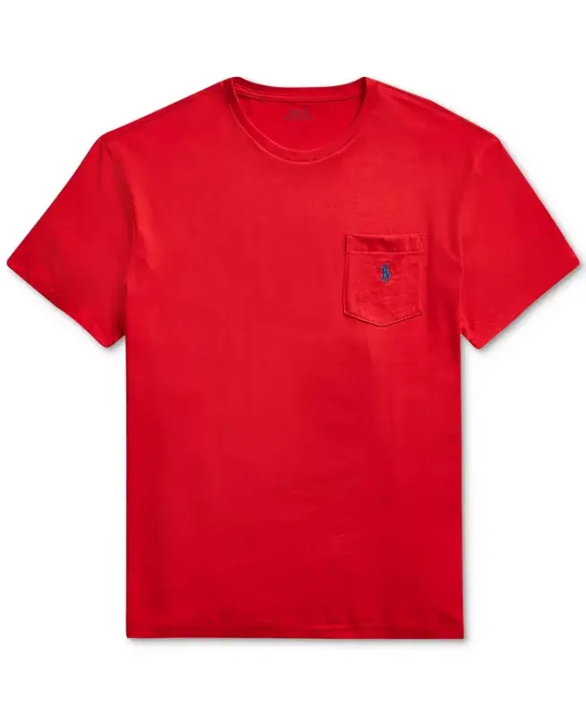 Men's Classic Fit Crew Neck Pocket T-Shirt-RL 2000 Red - 5