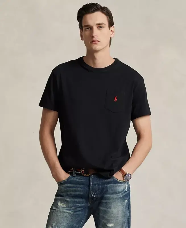 Men's Classic Fit Crew Neck Pocket T-Shirt-RL Black - POLO RALPH LAUREN