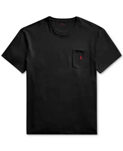 Men's Classic Fit Crew Neck Pocket T-Shirt-RL Black - 5