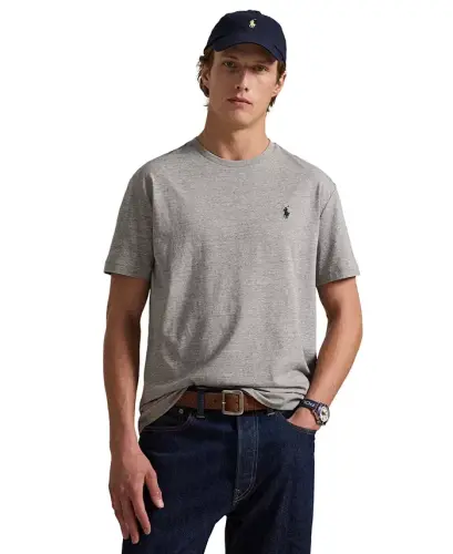 Erkek Klasik Kesim Bisiklet Yaka Tişört-Koyu Eskitme Heather 
