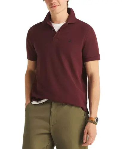 Erkek Klasik Kesim Deck Polo Yaka Tişört - Liman Bordo 