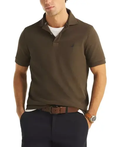 Erkek Klasik Kesim Deste Polo Gömlek - Kahve Alt 