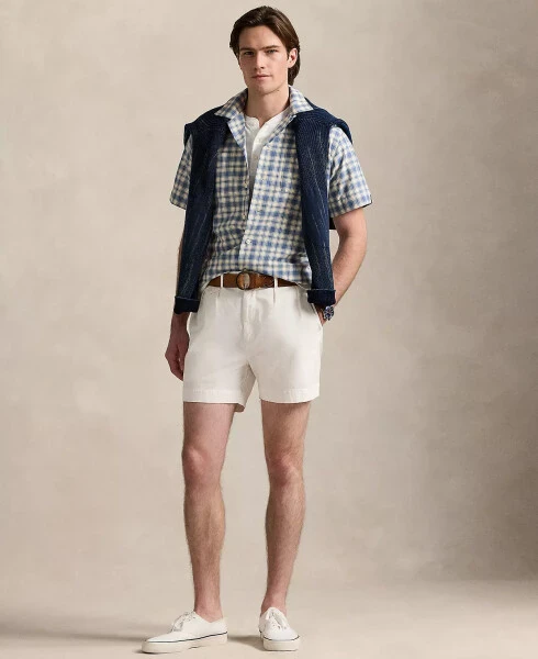 Men's Classic-Fit Plaid Oxford Camp Workshirt-Blue/cream - 4