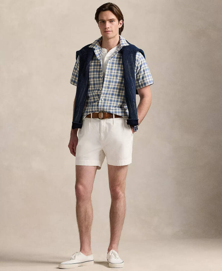 Men's Classic-Fit Plaid Oxford Camp Workshirt-Blue/cream - 4