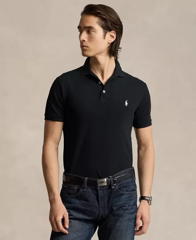 Men's Classic Fit Stretch Mesh Polo Shirt - Polo Black - 1