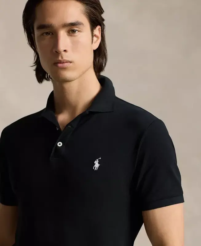 Men's Classic Fit Stretch Mesh Polo Shirt - Polo Black - 3