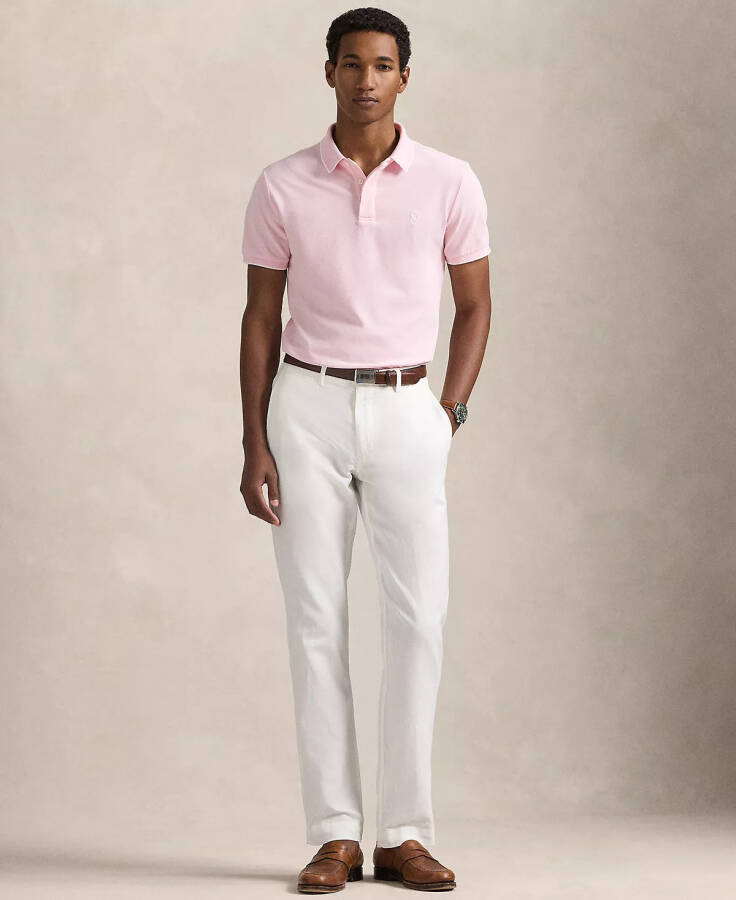 Men's Classic-Fit Stretch Oxford Mesh Polo-Garden Pink/White - 4