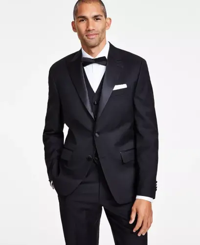 Men's Classic-Fit Stretch Tuxedo Jacket - Black - 1