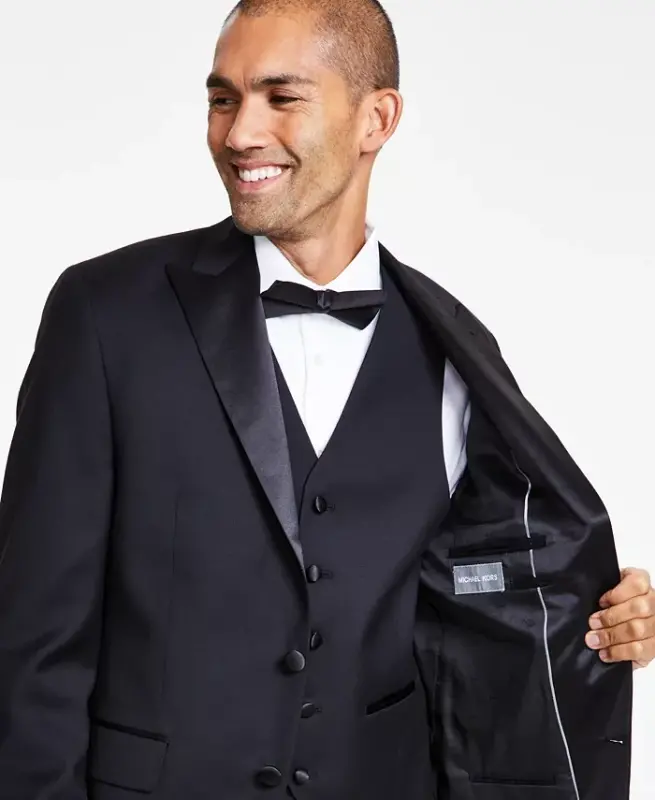 Men's Classic-Fit Stretch Tuxedo Jacket - Black - 4