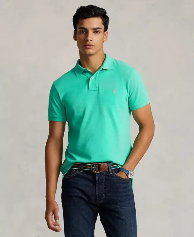 Men's Classic-Fit Mesh Polo Shirt - Sunset Green - 1