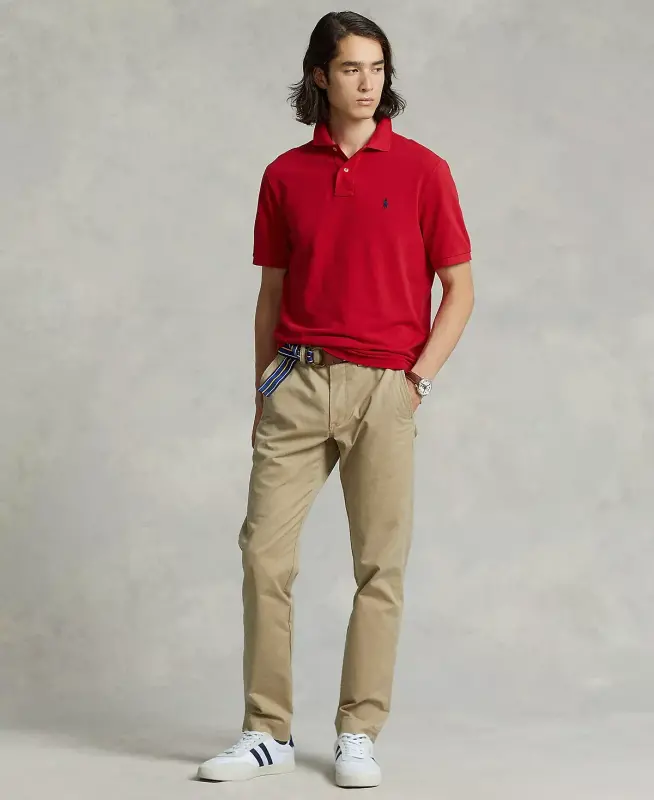 Men's Classic-Fit Mesh Polo Shirt - Red - 4
