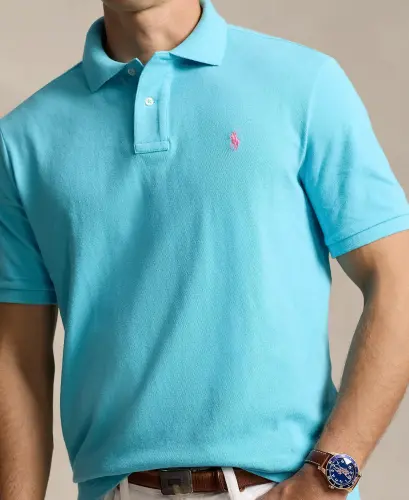 Men's Classic-Fit Mesh Polo Shirt - Turquoise Nova 