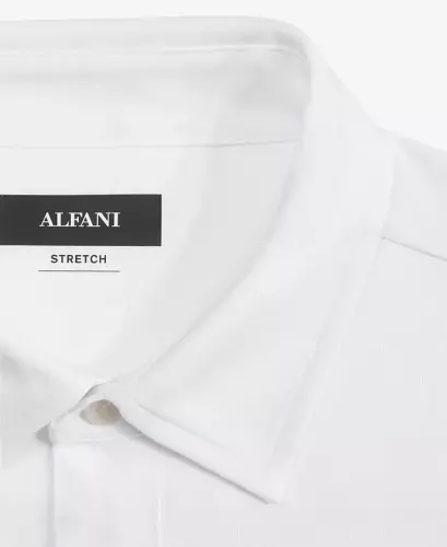 Men's Classic-Fit Heathered Jersey-Knit Button-Down Shirt, Created for Modazone - Bright White - 2