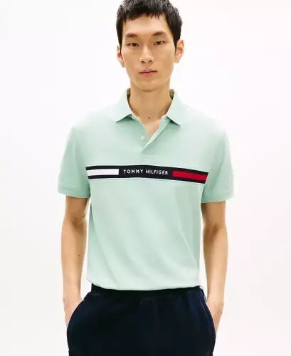 Erkek Klasik Kesim İşlemeli Göğüs Parçalı Polo Yaka T-Shirt - Ezik Nane - 1