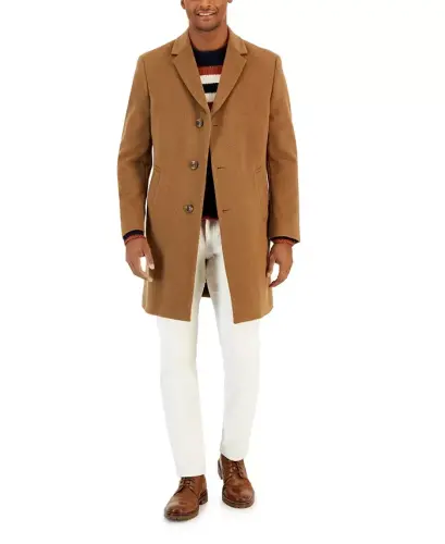 Men's Classic-Fit Camber Wool Overcoat - Camel 