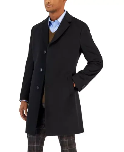 Men's Classic-Fit Camber Wool Overcoat - Black - 3