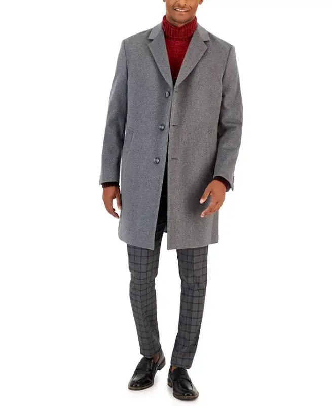 Men's Classic-Fit Camber Wool Overcoat - Light Grey - 1