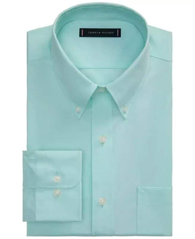 Men's Regular Fit Wrinkle Resistant Stretch Dress Shirt - Jade - 8