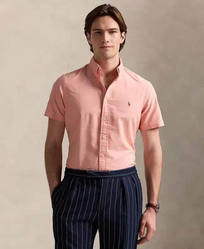 Men's Classic-Fit Short-Sleeve Oxford Shirt-Kona Orange - 1