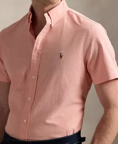 Men's Classic-Fit Short-Sleeve Oxford Shirt-Kona Orange - 3
