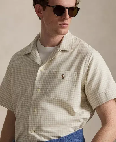 Men's Classic-Fit Short-Sleeve Oxford Shirt - Basic Sand White - 2