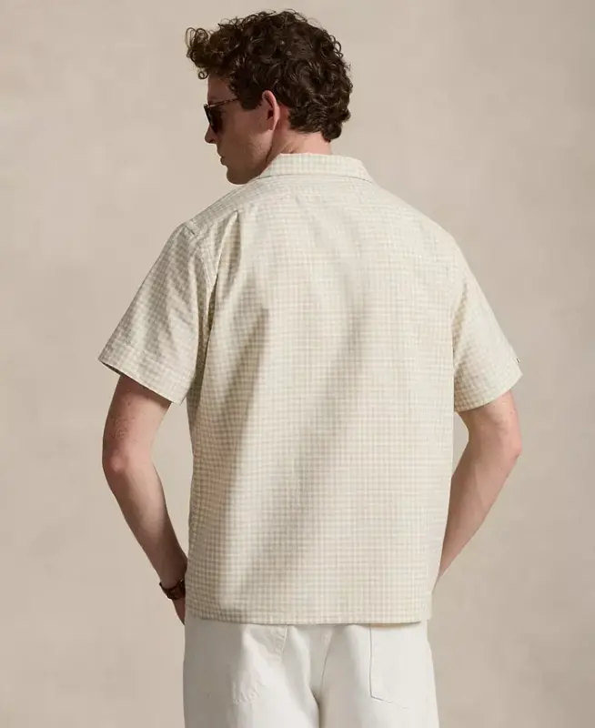 Men's Classic-Fit Short-Sleeve Oxford Shirt - Basic Sand White - 4