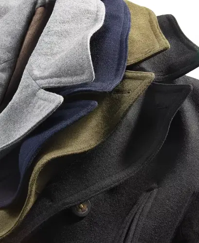 Men's Classic Fit Double-Breasted Wool Blend Peacoats - Dark Navy - 2