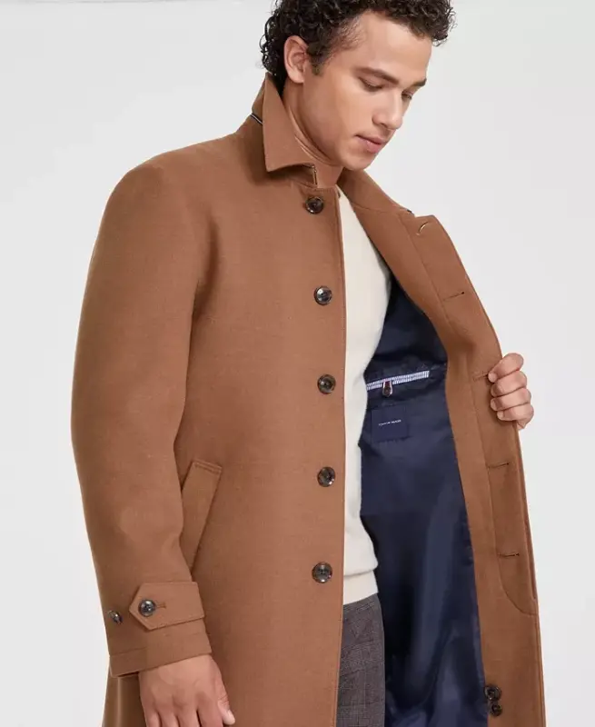 Men Classic Fit Melange Overcoat - 3