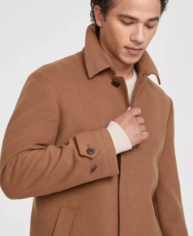 Men Classic Fit Melange Overcoat - 4