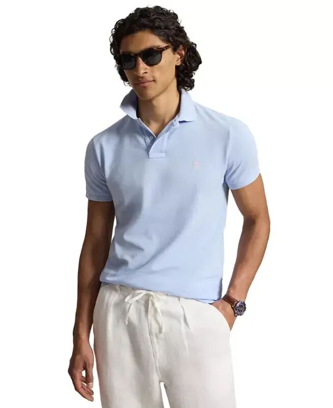 Men's Classic-Fit Mesh Polo Shirt - Pebble Blue/C3115 - 1