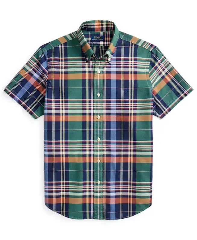 Men's Classic-Fit Oxford Shirt - 7326 Green Orange Multi - 5