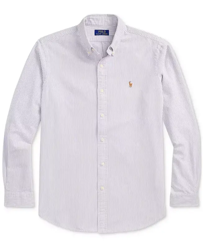 Erkek Klasik Kesim Oxford Gömlek - Devedikeni/Beyaz Çizgili - POLO RALPH LAUREN