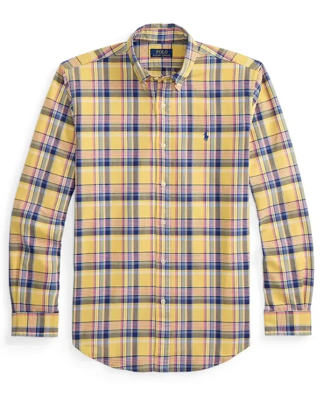 Erkek Klasik Kesim Oxford Gömlek - Sarı Pembe Çok Renkli - POLO RALPH LAUREN