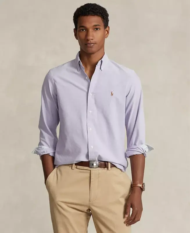 Erkek Klasik Kesim Oxford Gömlek - Şeftali/Beyaz - POLO RALPH LAUREN