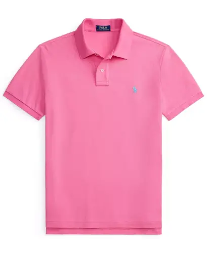 Erkek Klasik Kesim Pamuklu Polo Yaka Tişört - Baja Pembesi - 5