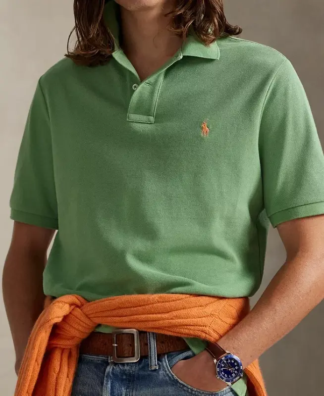 Erkek Klasik Kesim Pamuklu Polo Yaka Tişört - Outback Yeşili - 5