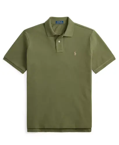 Erkek Klasik Kesim Pamuklu Polo Yaka Tişört - Zeytin Yeşili - 5