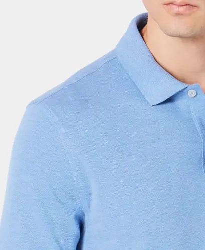 Erkek Klasik Kesim Performans Esnek Polo, Modazone için Üretildi - Mavi Öte - 3