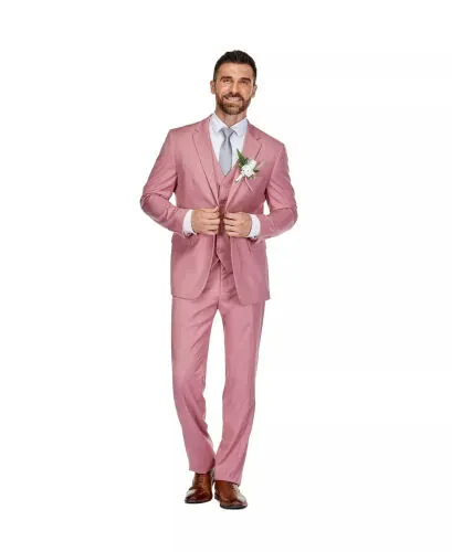 Men's 3-Piece Classic Fit Performance Stretch Suit-Rose - BRAVEMAN