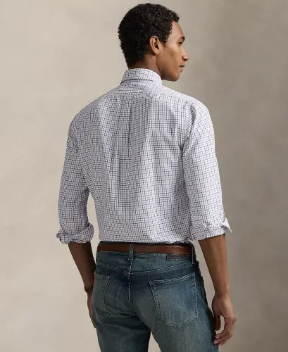 Men's Classic-Fit Performance Oxford Shirt-6810C White Aix Lavender - 4