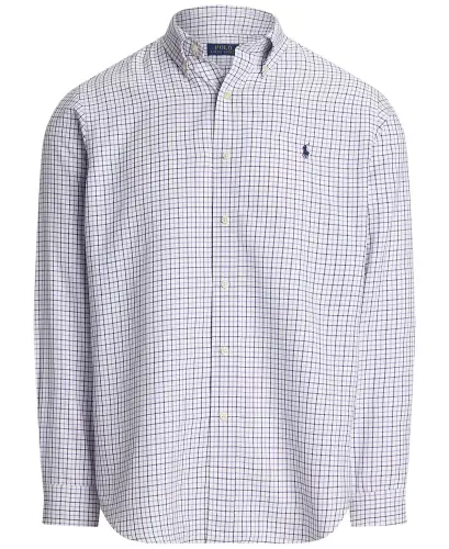 Men's Classic-Fit Performance Oxford Shirt-6810C White Aix Lavender - 5