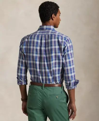 Men's Classic-Fit Performance Oxford Shirt-6812B Purple Blue Multi - 4