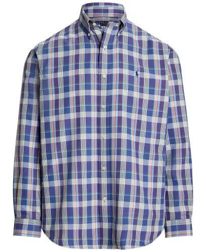 Men's Classic-Fit Performance Oxford Shirt-6812B Purple Blue Multi - 5