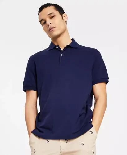 Men's Classic Fit Performance Stretch Polo, Created for Modazone - Navy Blue 