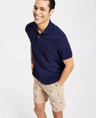 Men's Classic Fit Performance Stretch Polo, Created for Modazone - Navy Blue - 2