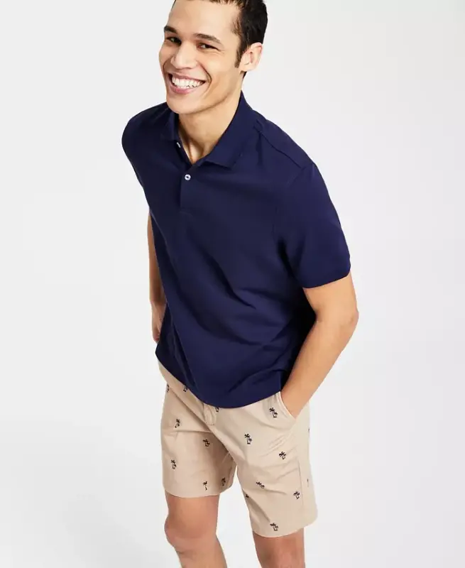 Men's Classic Fit Performance Stretch Polo, Created for Modazone - Navy Blue - 2