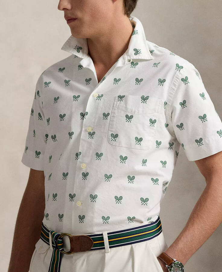 Men's Classic-Fit Racquet-Print Oxford Shirt-Crossed Rackets - 3